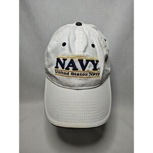Navy "The Game" Men's Strapback Hat White OSFM Embroidered Logo Adult
